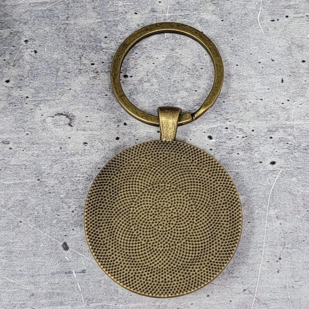 New Handmade | Denim Blue Striped Upcycled Fabric Button Keychain